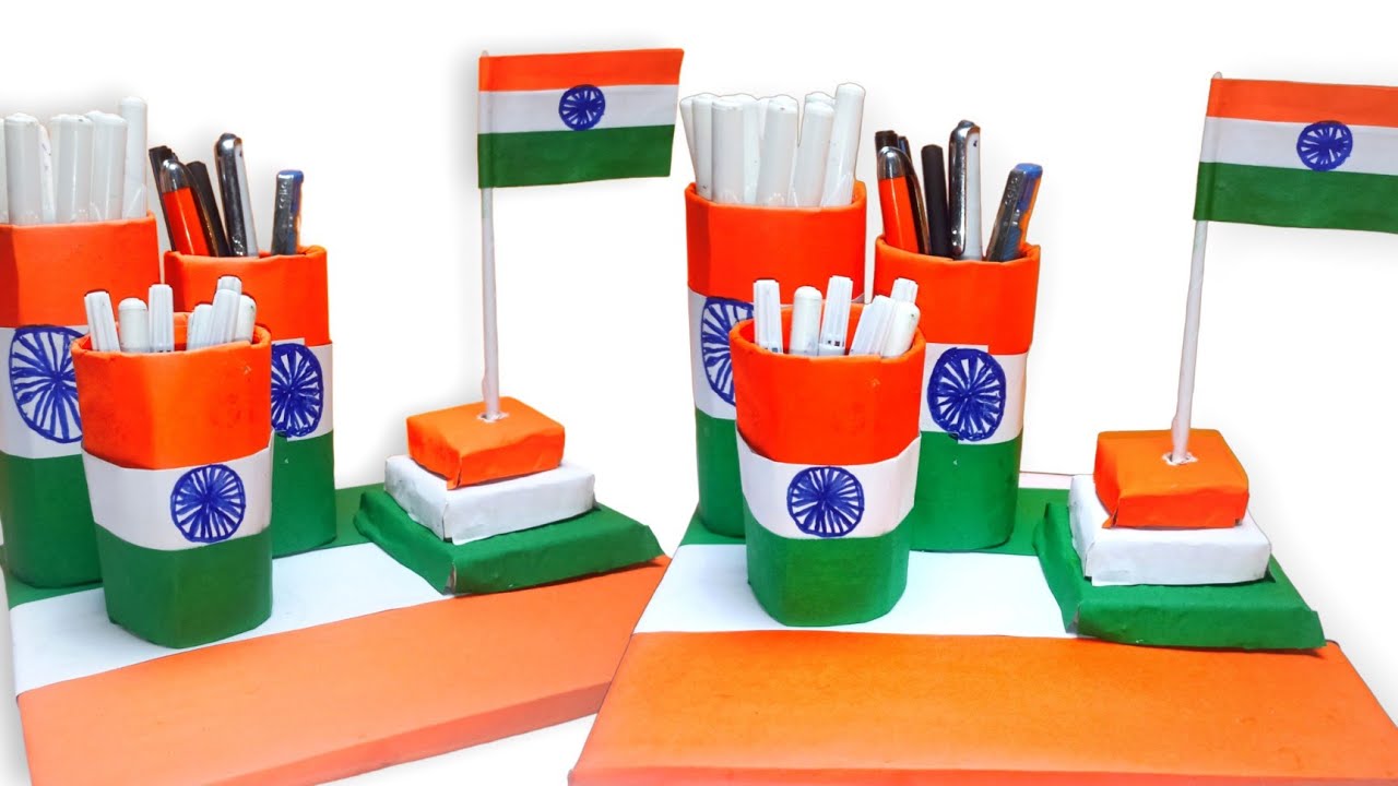 Tricolour Pen Holder || How To Make Pen Holder || Republic Day Craft 