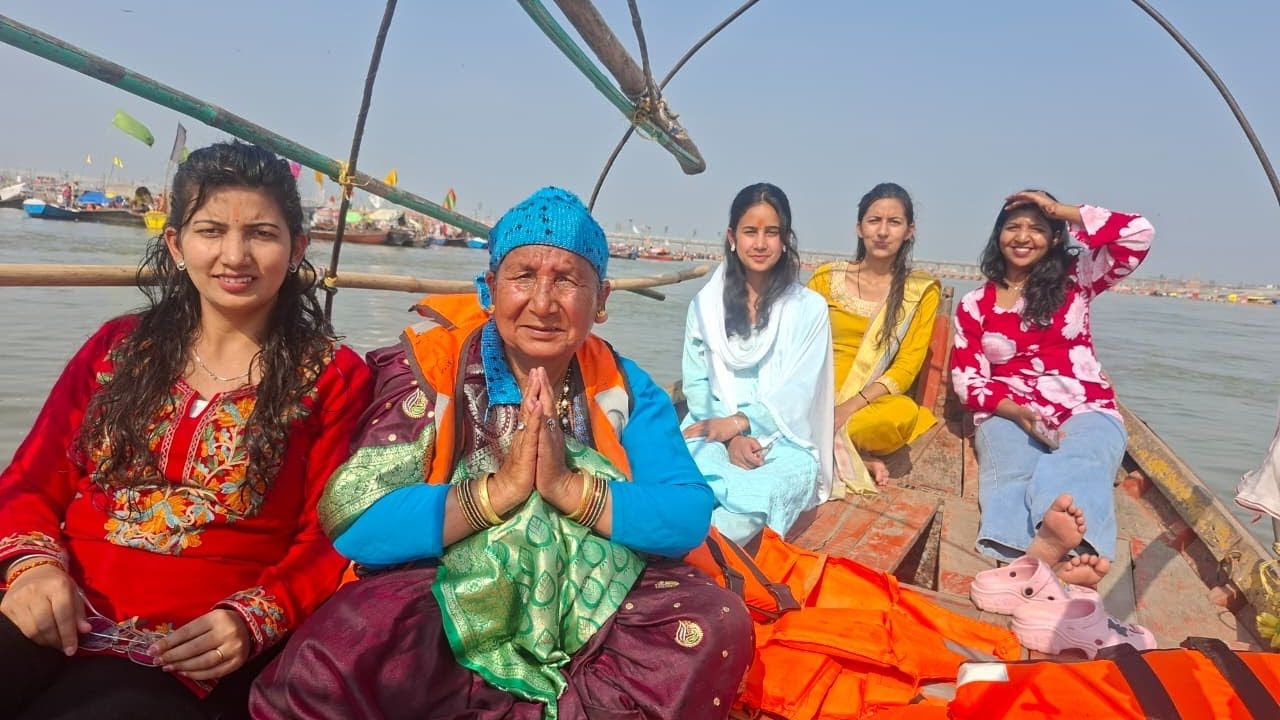 राम मंदिर 😊से दर्शन करके हम पहुंच गए प्रयागराज संगम 🚩🌸
