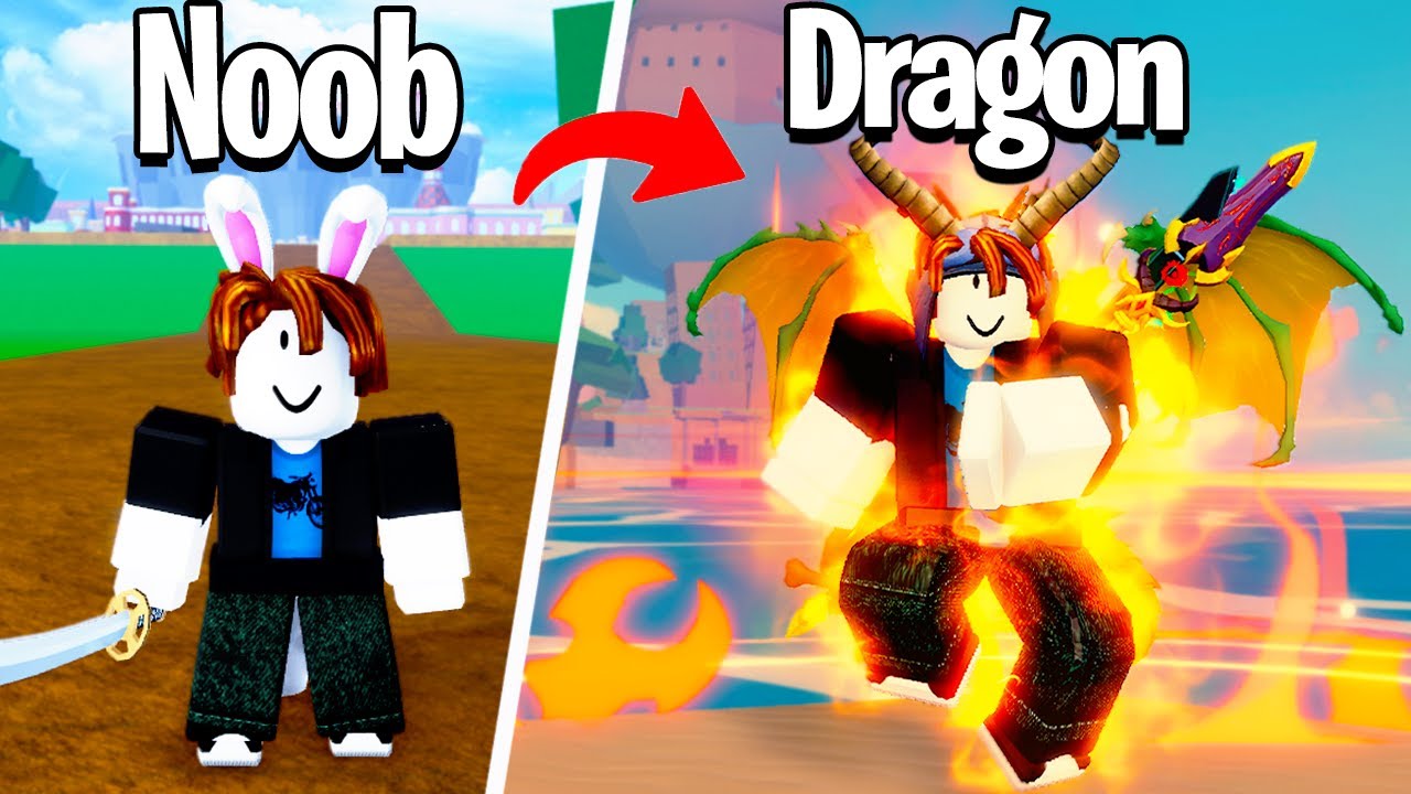 Улучшение NOOB до GOD Draco V4 в Blox Fruits