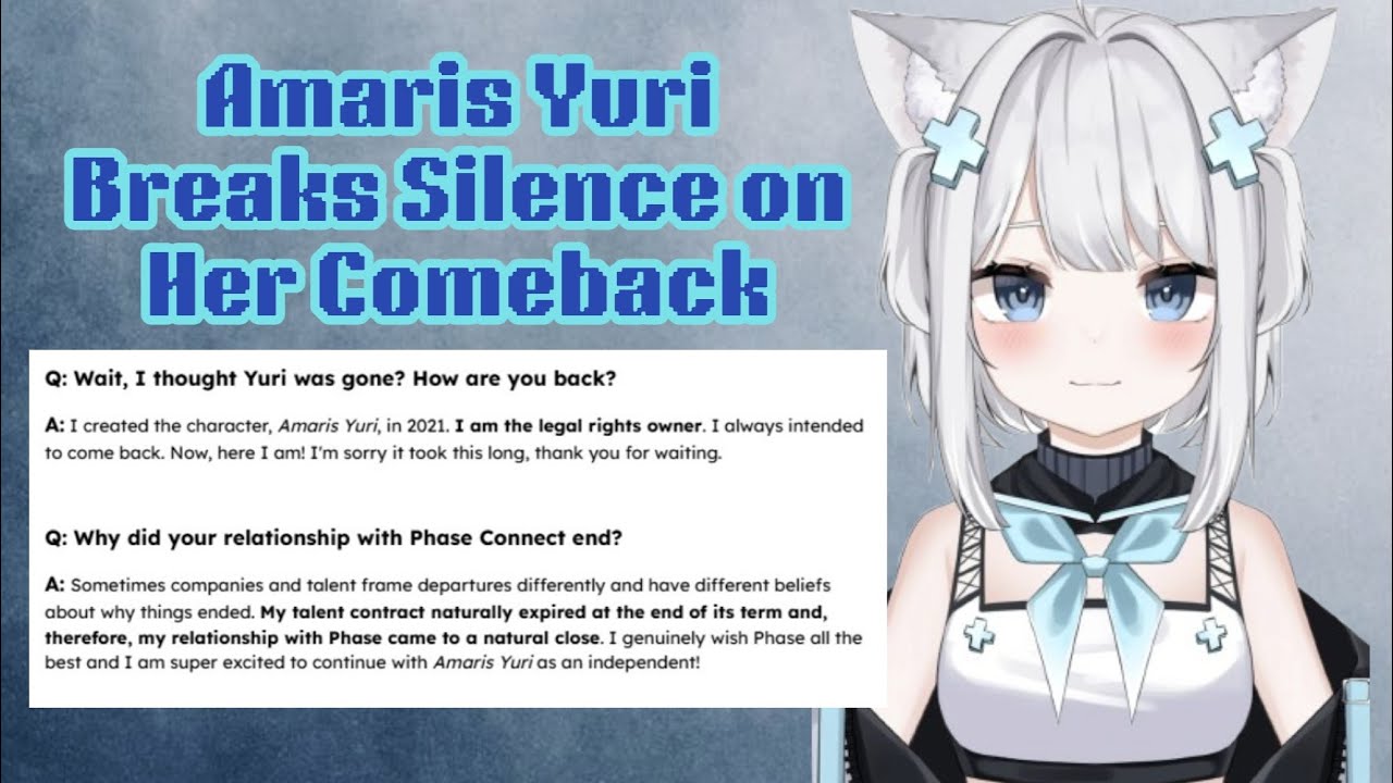 Амарис Юри прерывает молчание о своем возвращении (бывший VTuber Phase Connect)