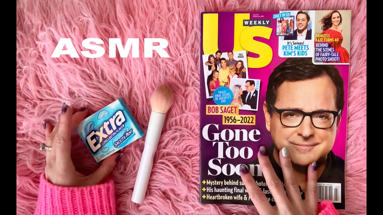 Us Weekly Magazine Flip, Whispered ASMR, Gum Chewing