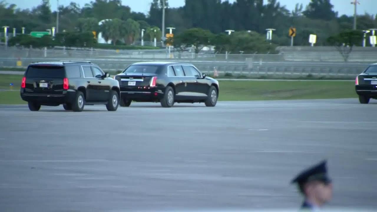President Donald Trump arrives in Palm Beach County