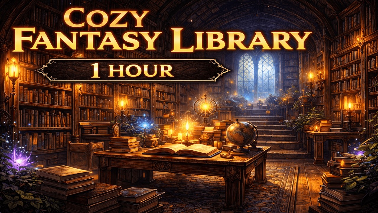 Cozy Fantasy Library 📚 Medieval Study Ambience for Focus, Reading & Relaxation (1 Hour)