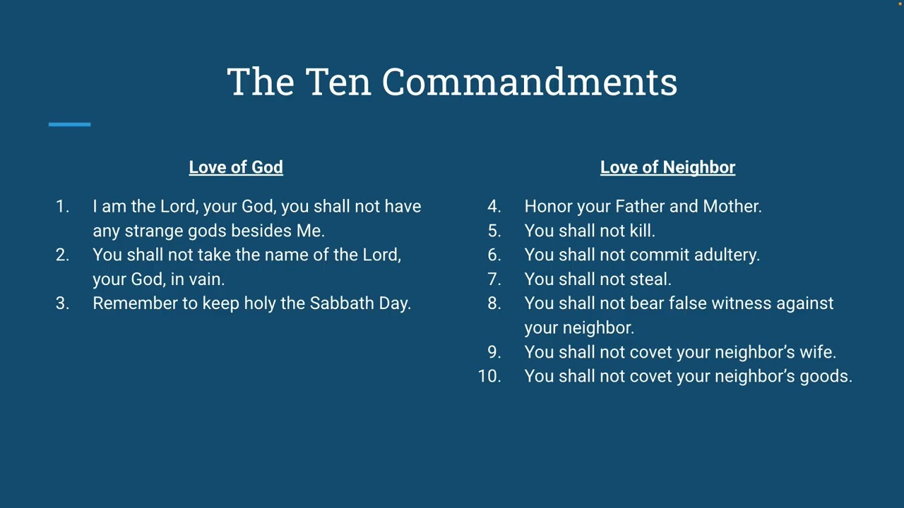 OCIA Eighth Class: Commandments 4-10
