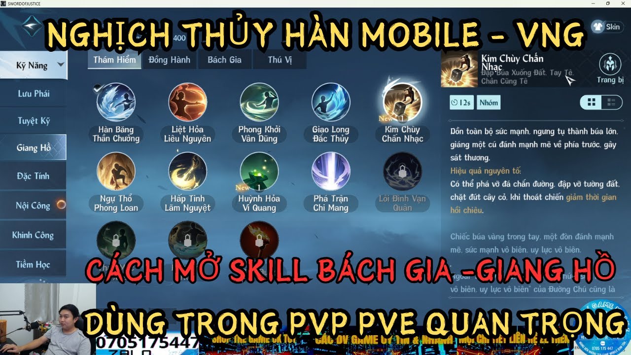 NGHỊCH THỦY HÀN MOBILE VNG - CÁCH MỞ SKILL BÁCH GIA -GIANG HỒ -CẦN ĐỂ ĐI PVP PVE - PHẦN 1