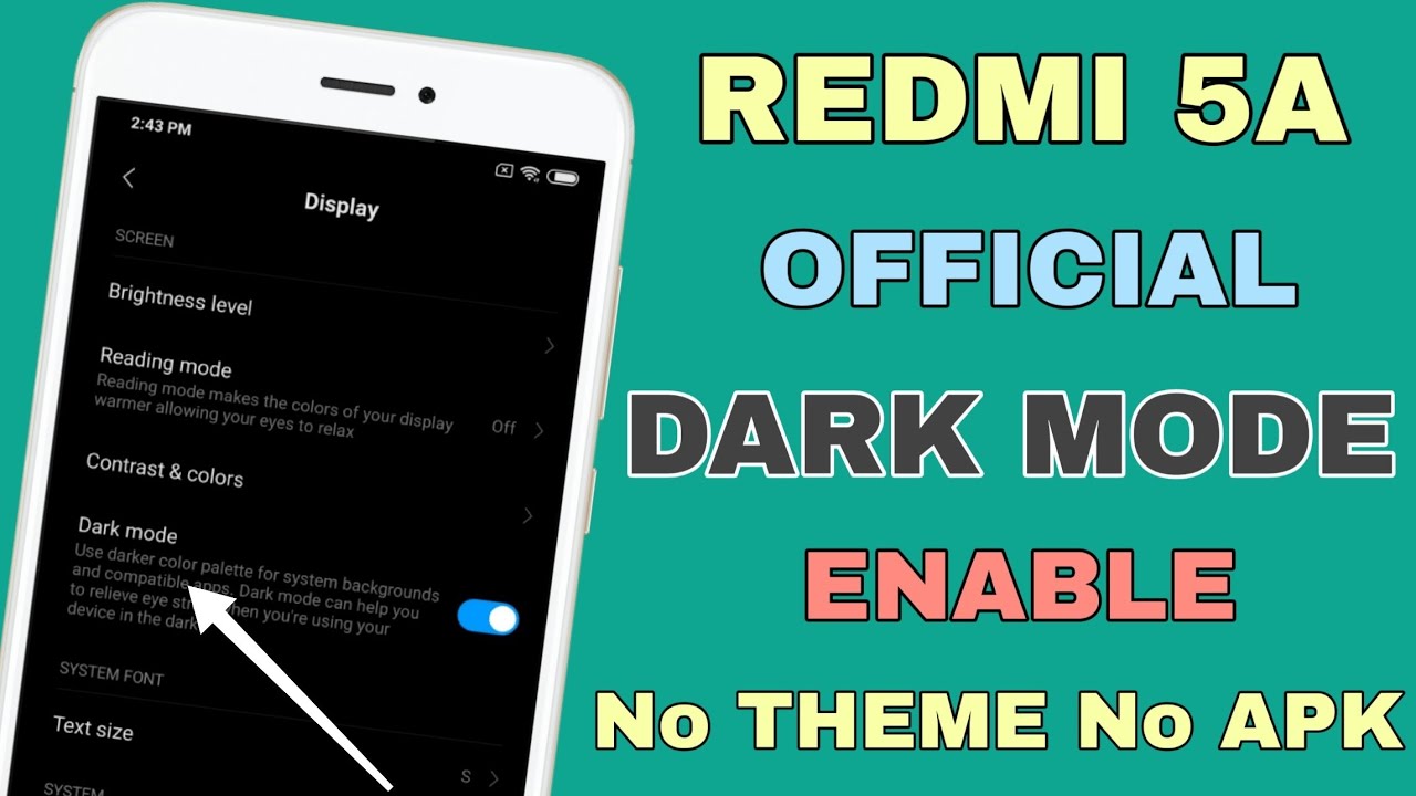 Redmi 5A Official Dark Mode Enable Without Any Theme & Apk | 100% Working 😎😎