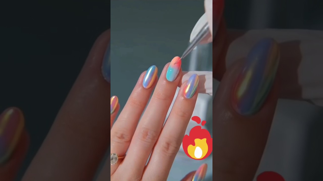 🌈✨Rainbow Chrome Nails 💅 Stunning Colorful Gradient Nail Art Ideas| Viral Nail Design 2025✨ #Shorts