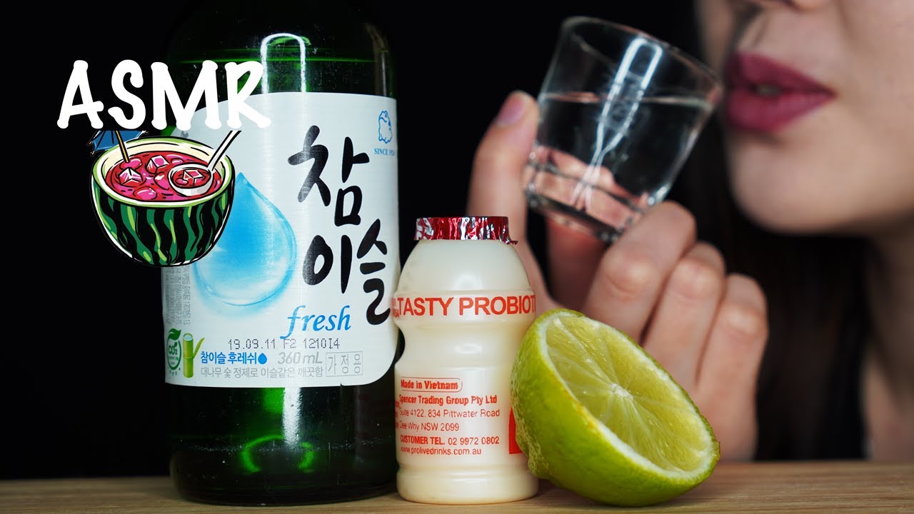 ASMR SOJU COCKTAILS RECIPE IDEAS MUKBANG 먹방 | YAKULT, LIME, WATERMELON, MELONA, BEER | GULPING SOUND