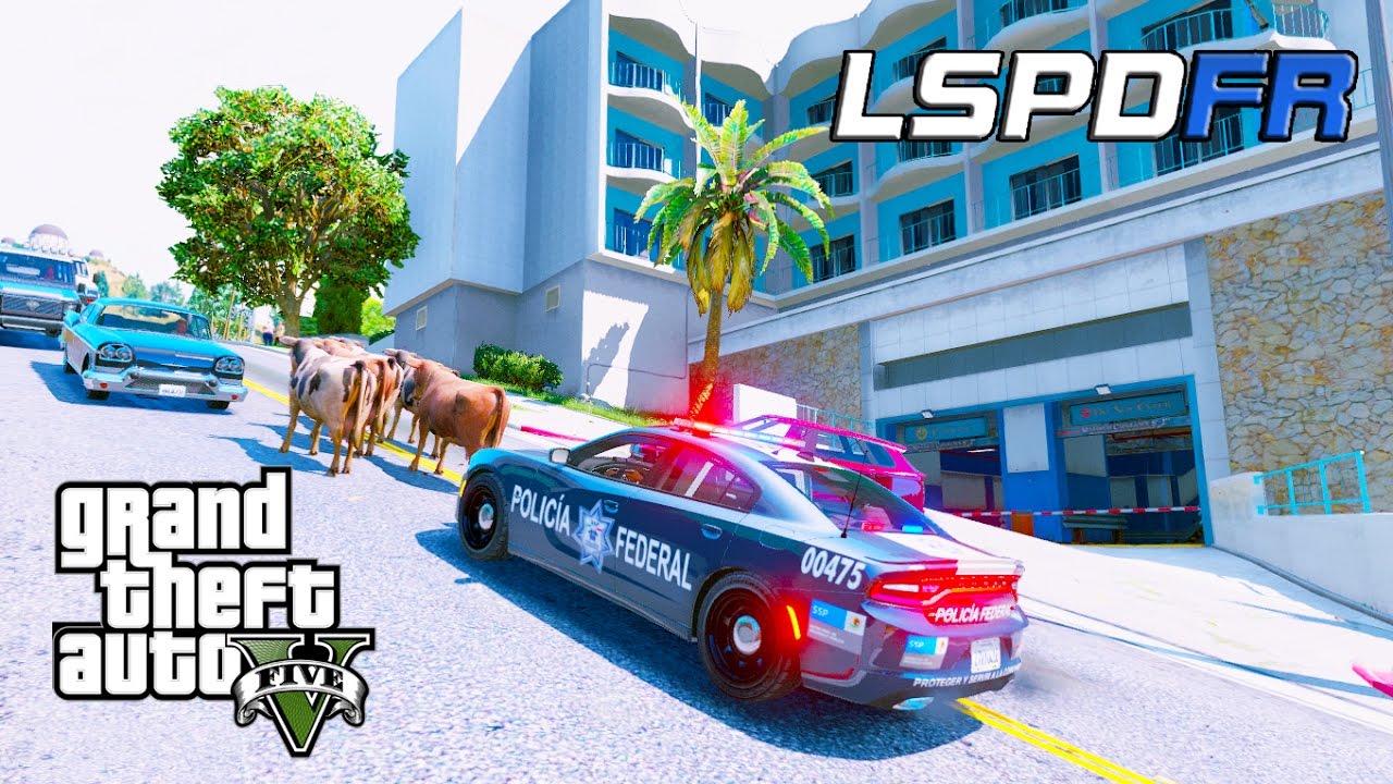 LSPDFR | dia 195 | Policia Federal de mexico - rebaño en medio de la carretera