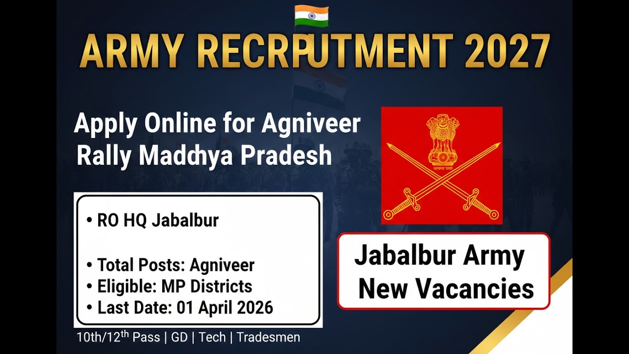 Army Recruitment 2027 Apply Online for Agniveer Rally Madhya Pradesh Army New Vacancies Jabalpur