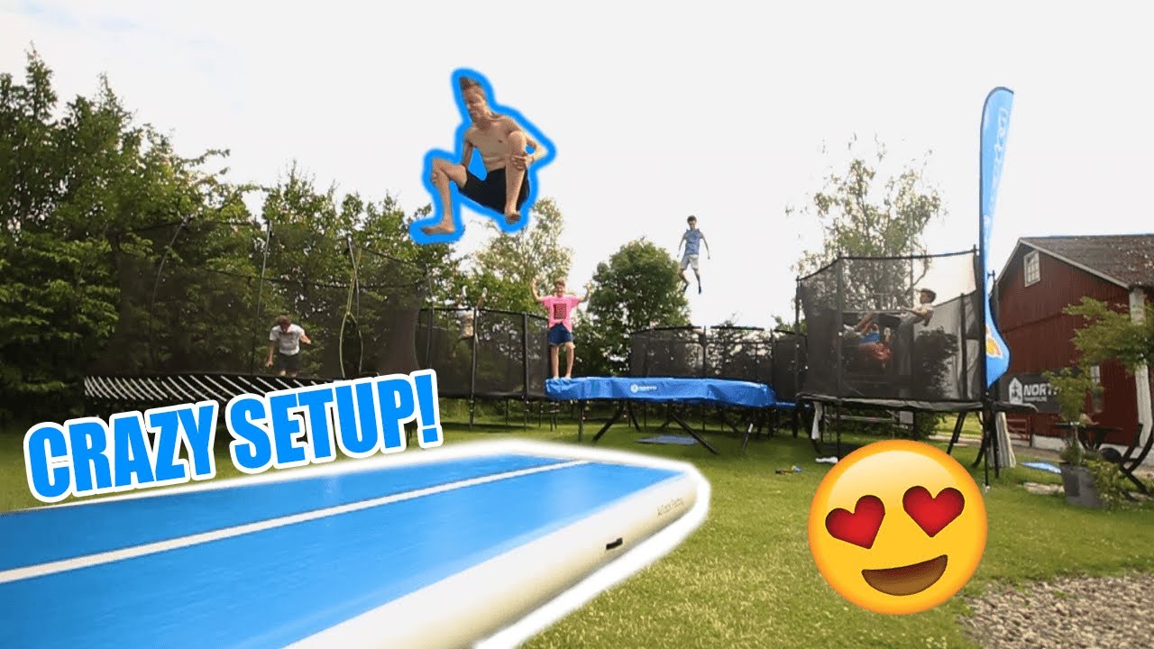 THE DREAM BACKYARD! (AIRTRACK + 7 TRAMPOLINES!)