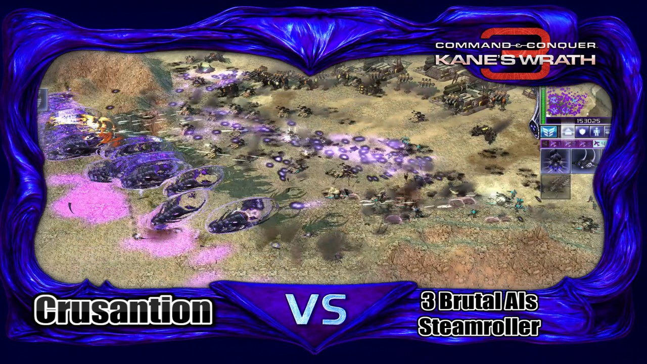 CNC 3 Kane's Wrath Scrin vs 3 Brutal AIs - Steamroller (GDI)