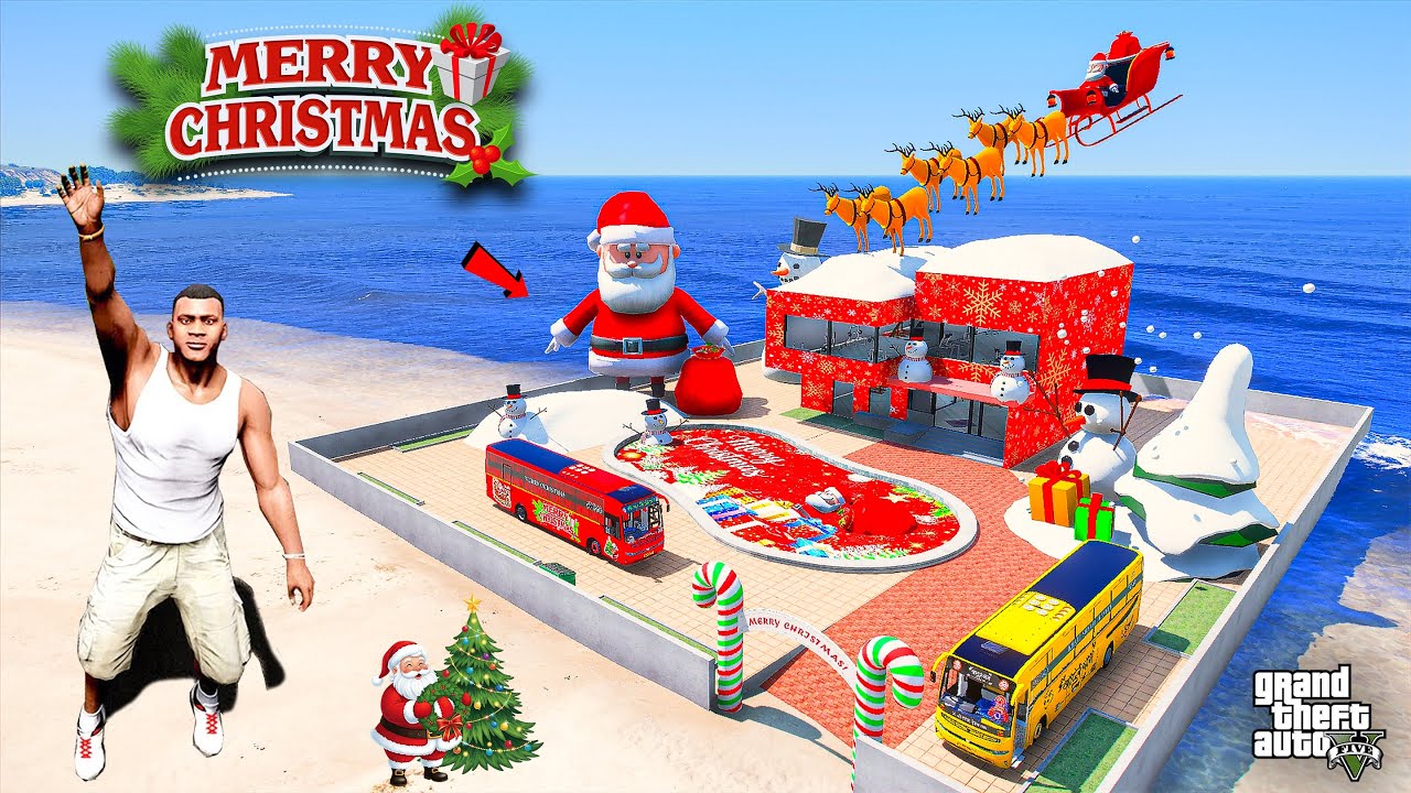 Franklin and Shinchan Celebrate Christmas with Santa Claus in GTA 5