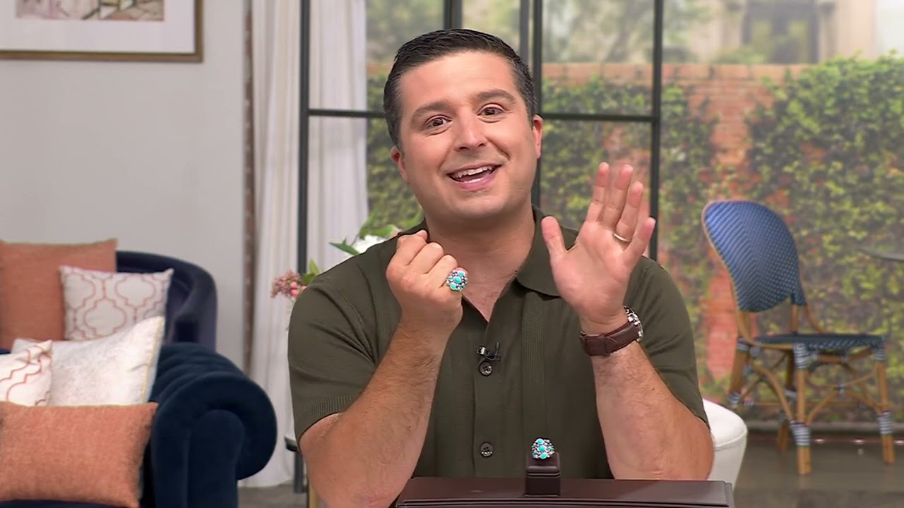 American West 9-Stone Sleeping Beauty Turquoise Ring, Sterling Silver on QVC