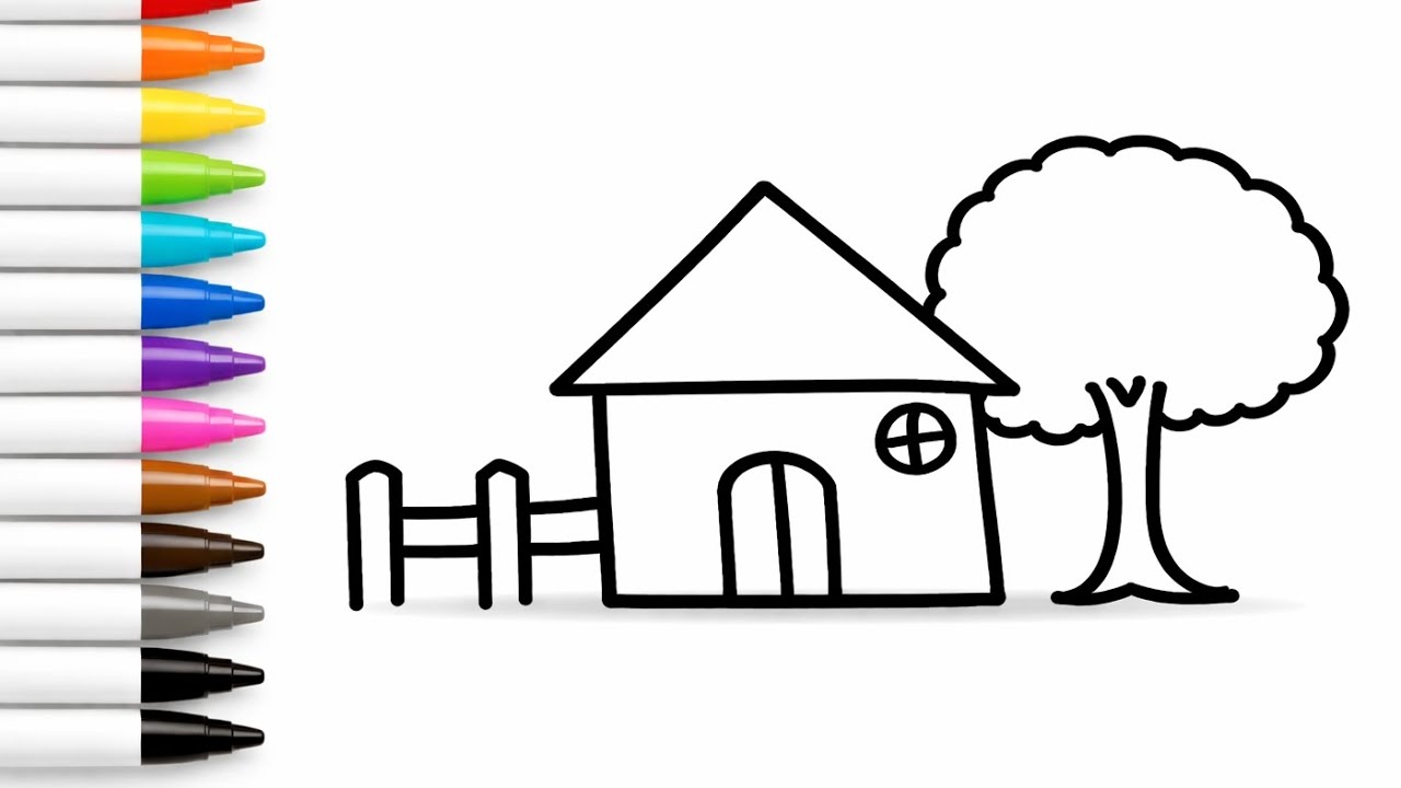 House and Tree Drawing Easy | Kids Art Tutorial