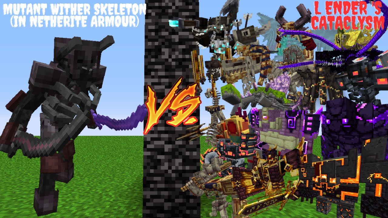 Mutant Wither Skeleton (In Netherite Armor) VS L Ender 's Cataclysm /Minecraft Mob Battle