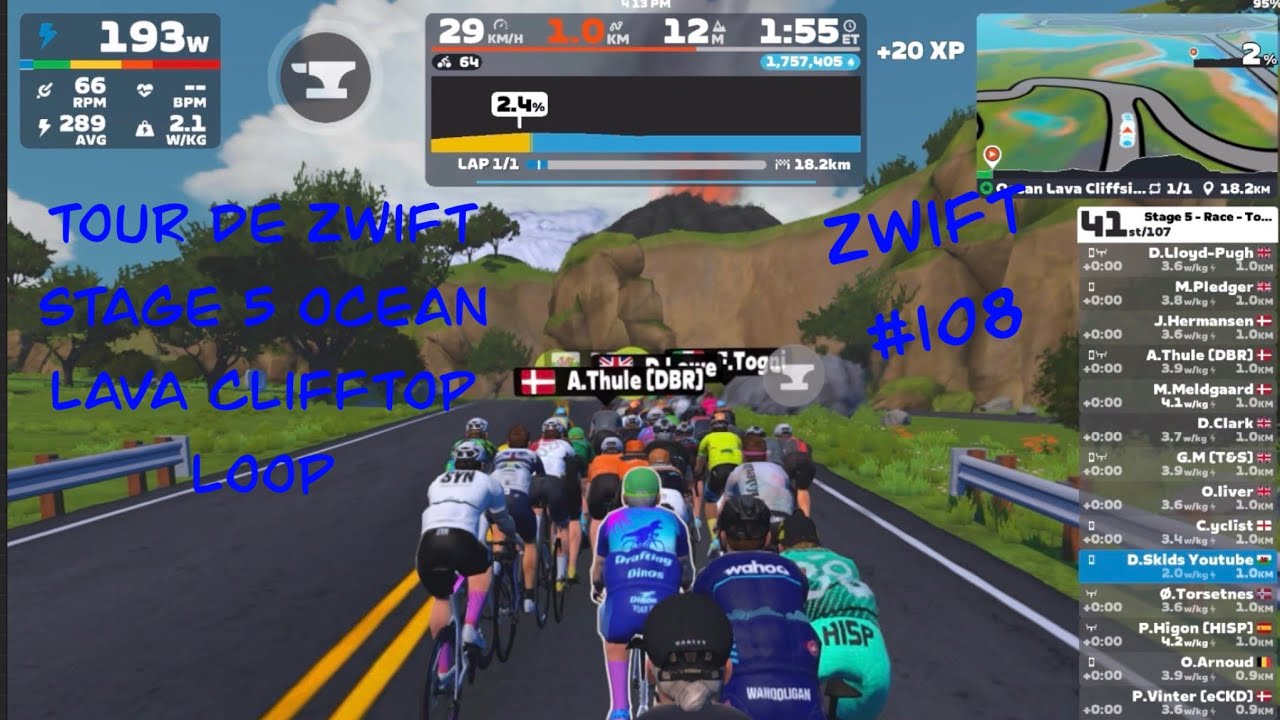 Zwift # 108 Tour de Zwift, этап 5, петля на склоне океанской лавы