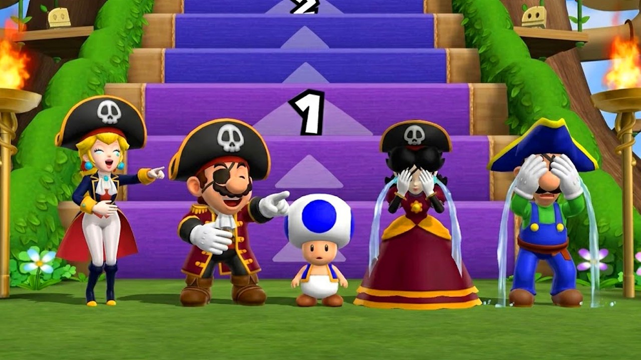 Mario Party 9 Step It Up - Peach Pirate VS Mario Pirate VS Daisy VS Luigi (Master Difficulty)