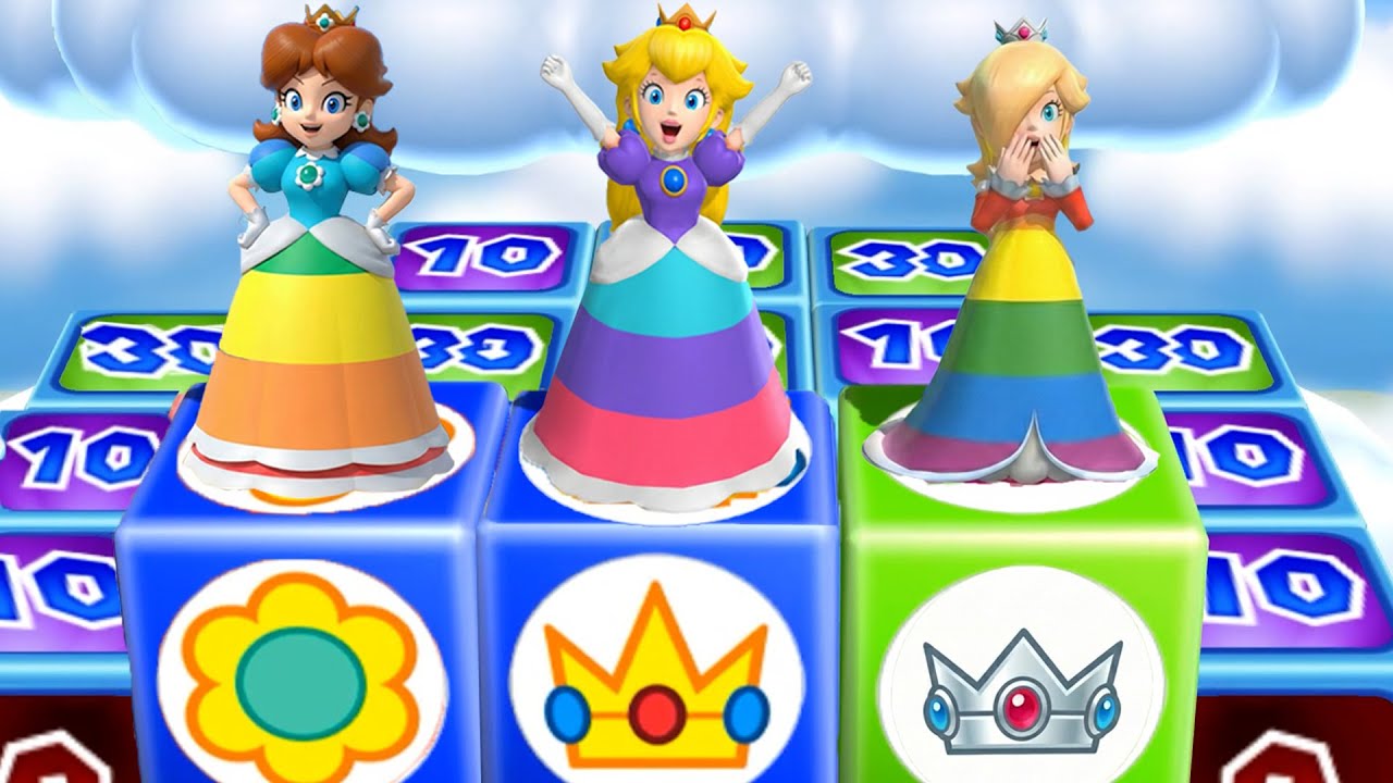 [Mario Party 9] Пич в роли хайроллера против Дейзи против Розалины (сильный компьютерный противни...