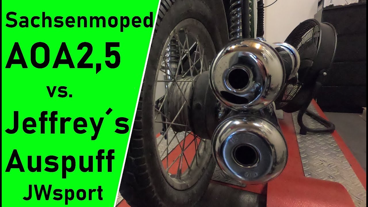 Simson Tuning Sachsenmoped AOA 2,5 vs Jeffrey´s Auspuff von JWsport auf dem Prüfstand am Serienmotor