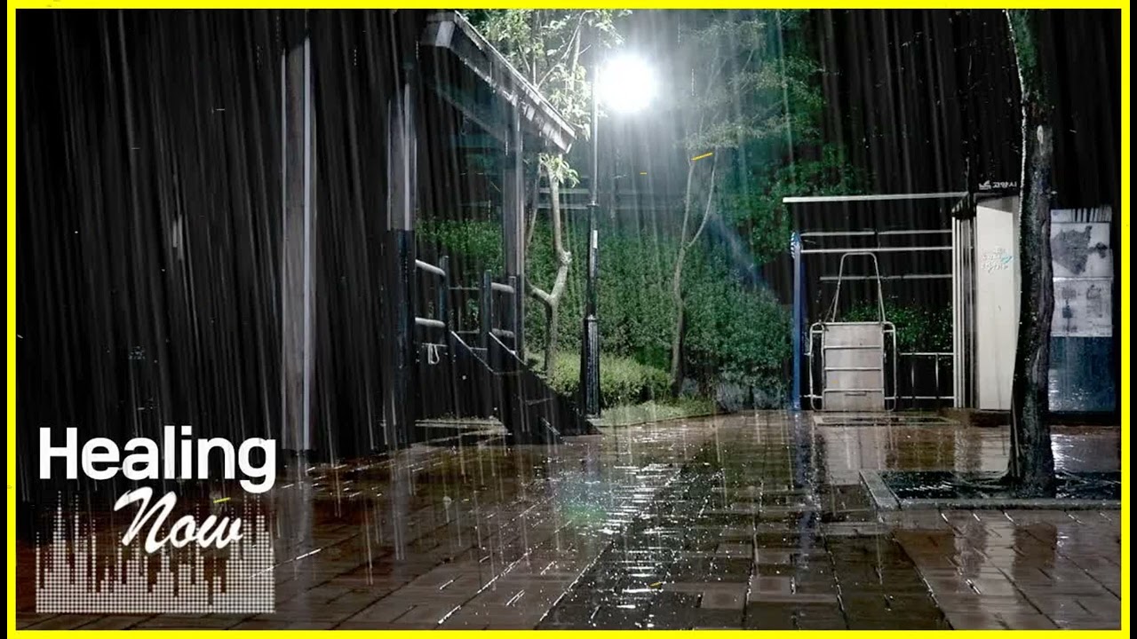 White noise that heals and comforts the mind. -  Calm rain sounds sitting in a park shelter