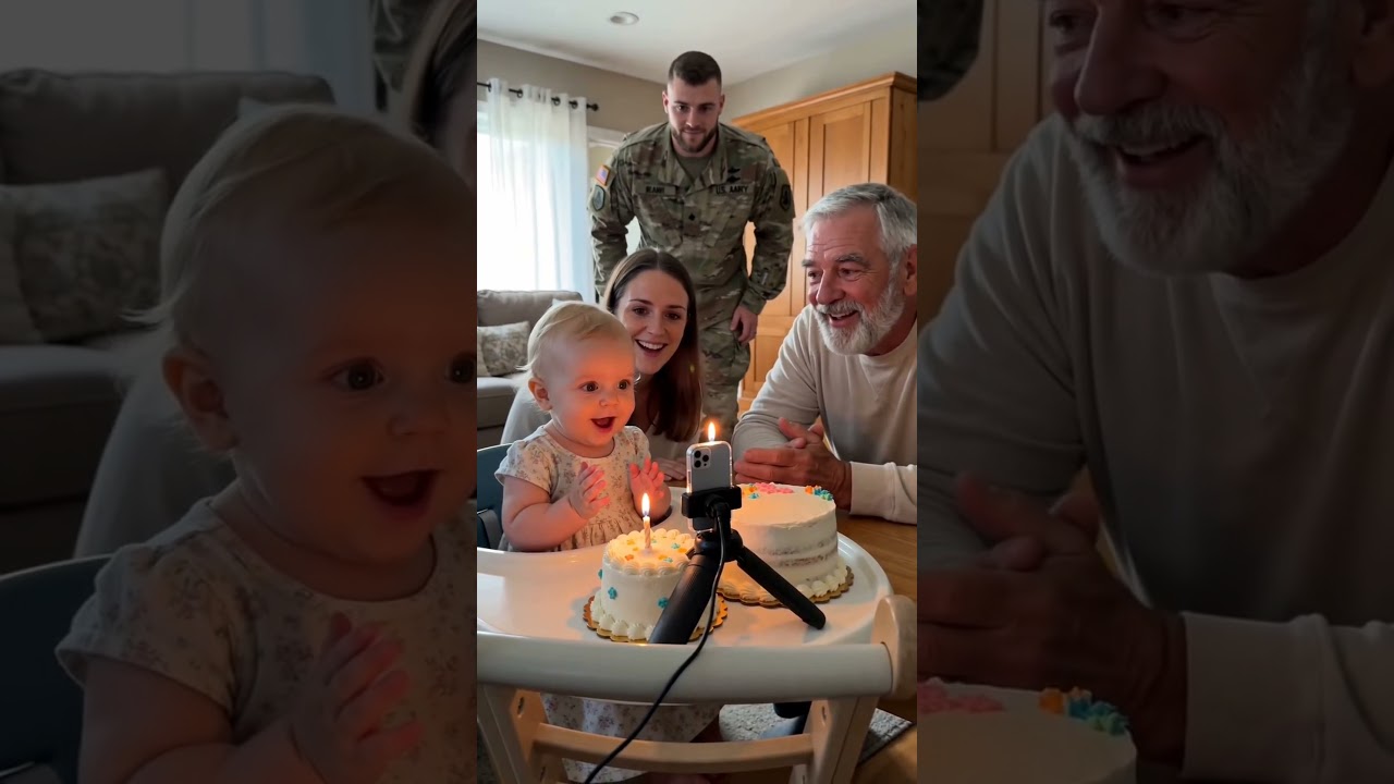 She thought it was just cake, then this happened 🥺❤️ #militaryreunion #firstbirthday #surprise