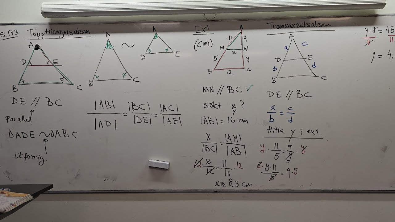 Matematik 2b  toptriangelsatsen och transversalsatsen