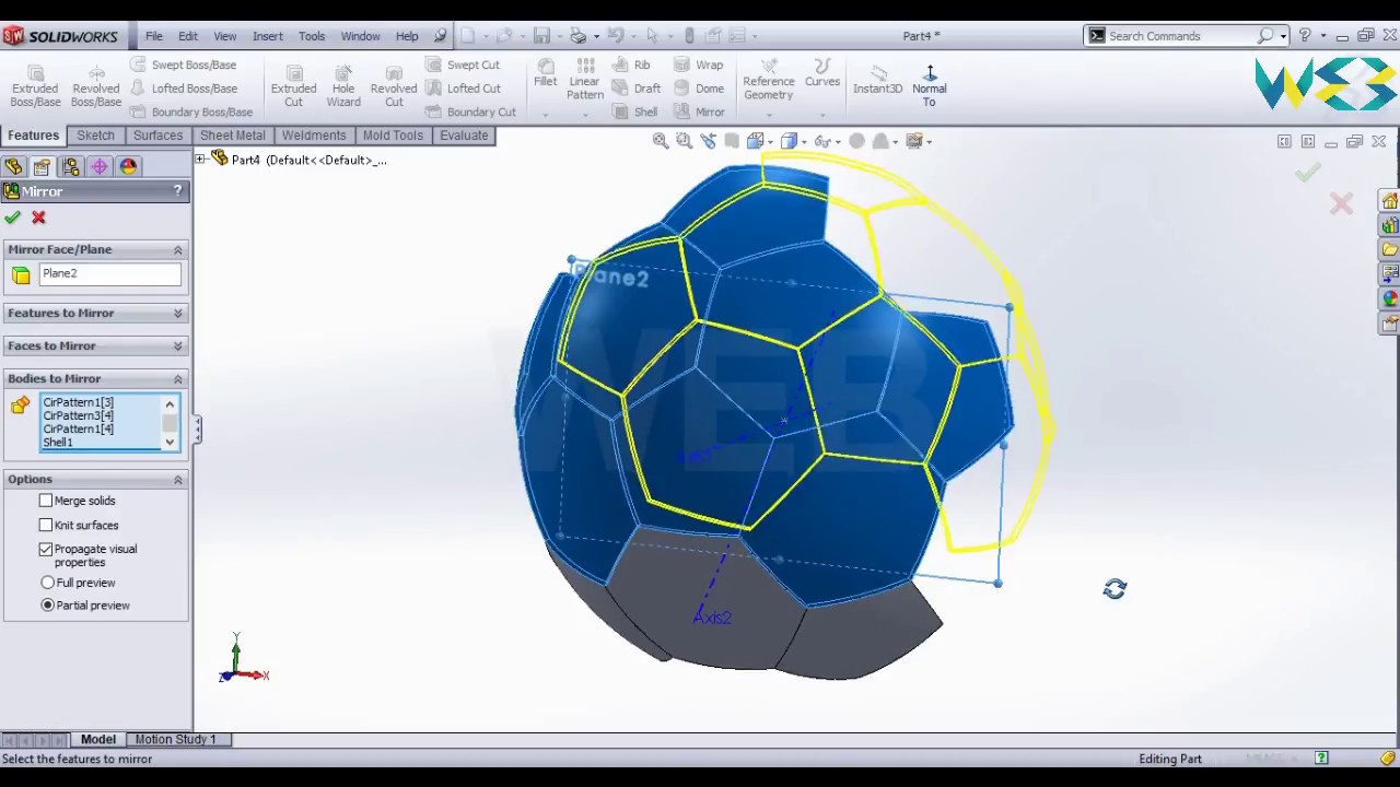 MAKE FOOTBALL IN SOLIDWORK|| SOLIDWORKS TUTORIAL|| SOLID WORK DESIGN