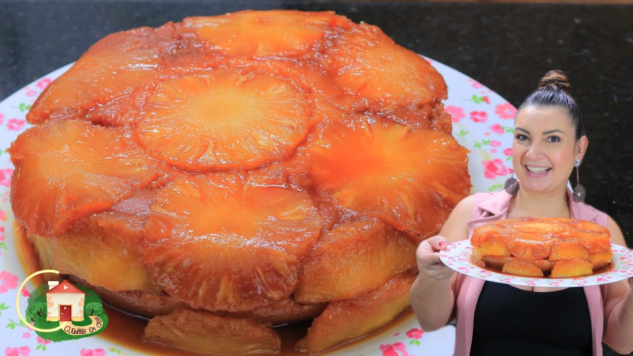 RECEITA FÁCIL DE BOLO DE ABACAXI CARAMELIZADO