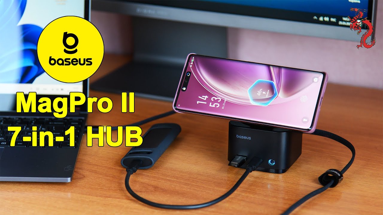Baseus MagPro II 7-in-1 //Отличный хаб для ноута, ПК и смартфона с беспроводной магнитной зарядкой
