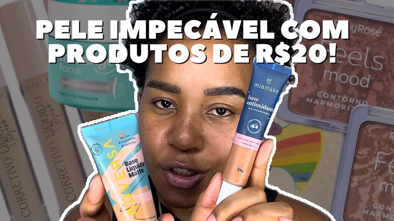 PRODUTOS DE ATÉ R$20 PRA FAZER A PELE! 💰🤌🏽 | BASE ADVERSA, BASE MIA MAKE, CONTORNO FEELS MOOD E +