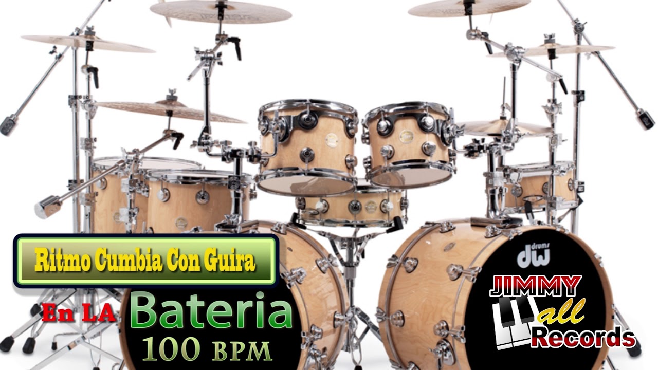 1 Hora de Ritmo Cumbia en la Bateria Congas y Guira 100 bpm #3 - Jimmy Alvarez