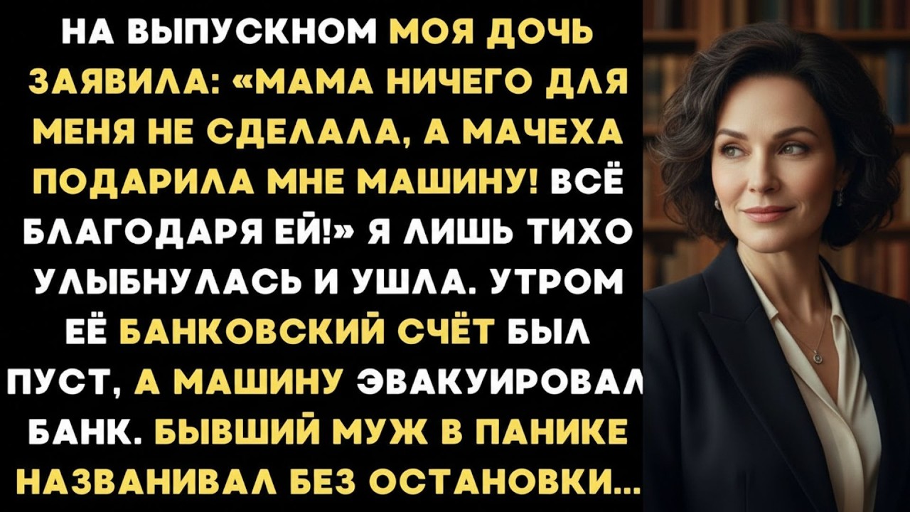 На выпускном моя дочь заявила  Мама ничего никогда для меня не делала, а мачеха подарила мне маши