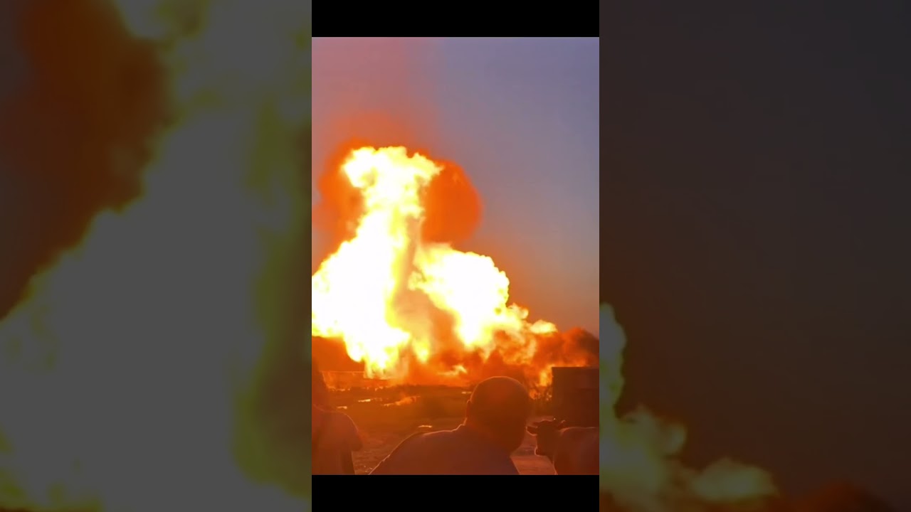 Massive gas pipeline explosion rocks Dagestan Russia. 3 blasts, fire visible 30km. #Dagestan #Russia
