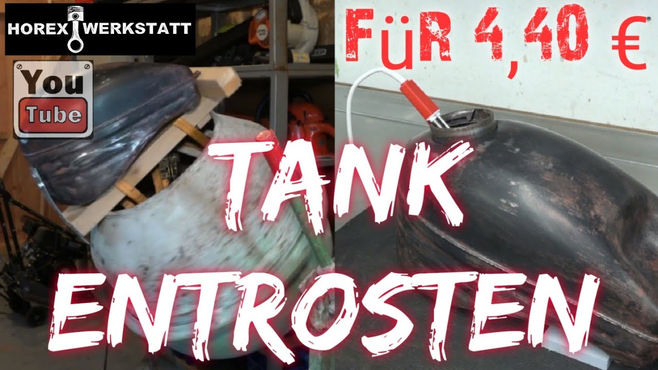 Motorradtank innen entrosten | Rost für 4,40€ entfernen | Entrosten mit Zitronensäure & Betonmischer