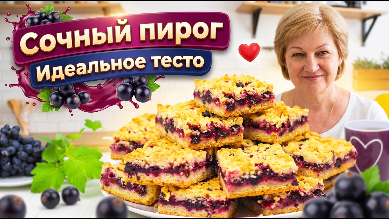 ВКУСНО и ОЧЕНЬ ПРОСТО! Нежнейший песочный Пирог с черной смородиной. Самый вкусный ягодный пирог!