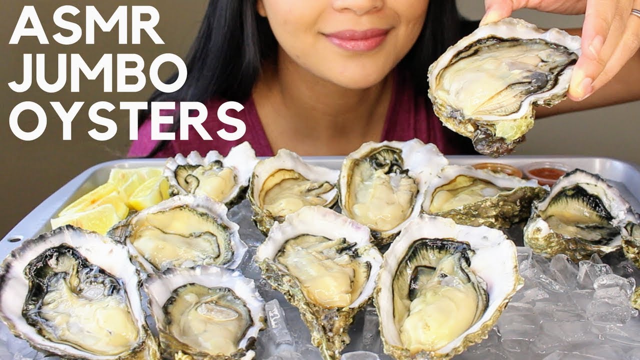Asmr JUMBO RAW OYSTERS Eating Sounds (SLURPING)
