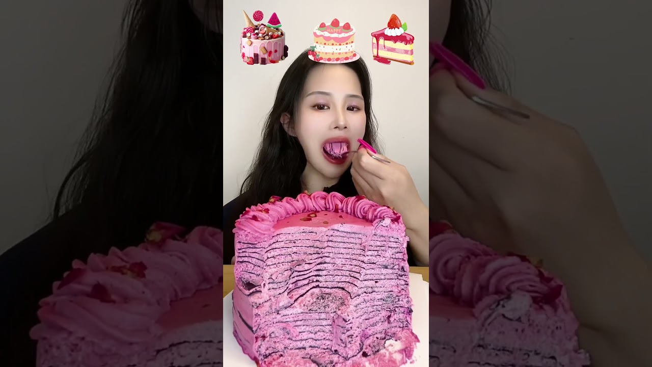 Asmr🍰Eating Dragonfruit Cream Cake🍰 (Soft And Waxy Sound) 크림丨먹방丨Mukbang丨Satisfying丨Eatingsh