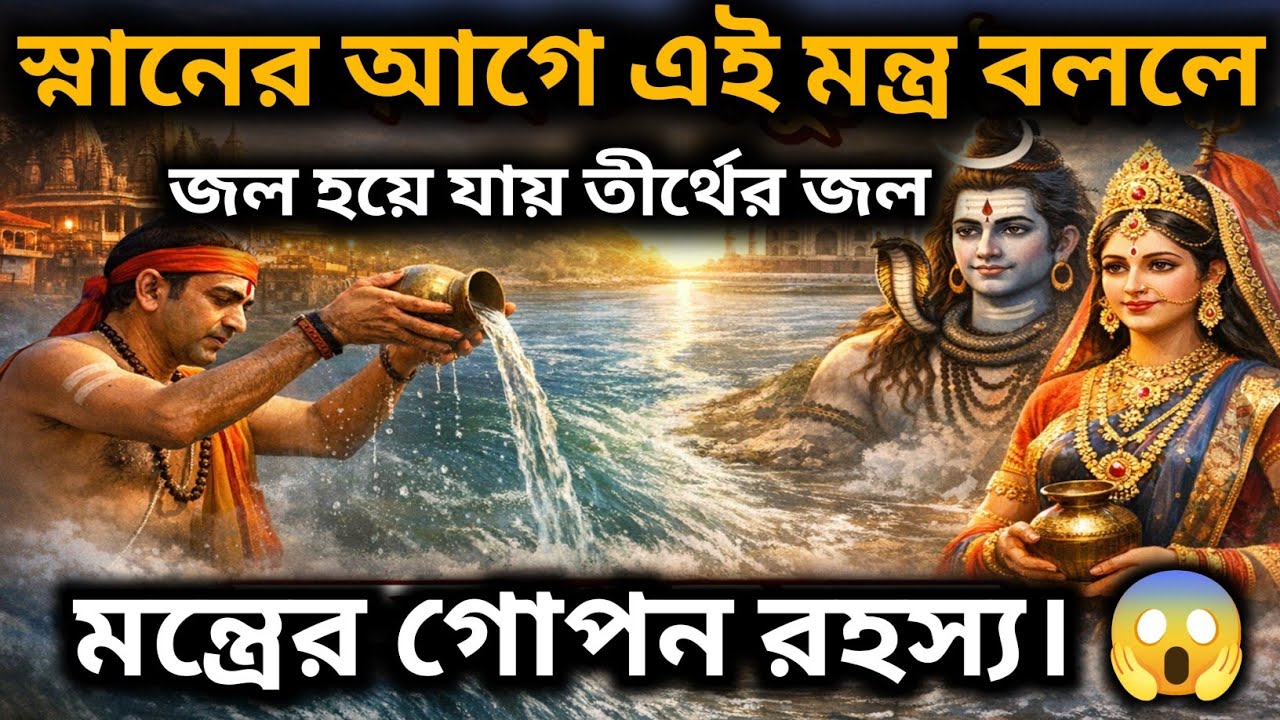 😱 স্নানের আগে এই মন্ত্র বললে জলই হয়ে যায় তীর্থ!গঙ্গে চ যমুনে চৈব মন্ত্রের গোপন রহস্য