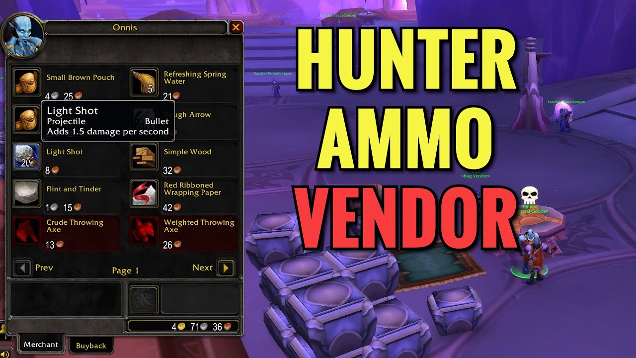 Exodar Hunter Ammo Vendor (WoW TBC)