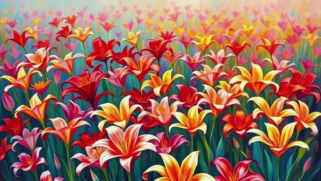 Field of Flowers | Impressionist Style Wall Art | Relaxing TV Display for Home & Office w/o Music