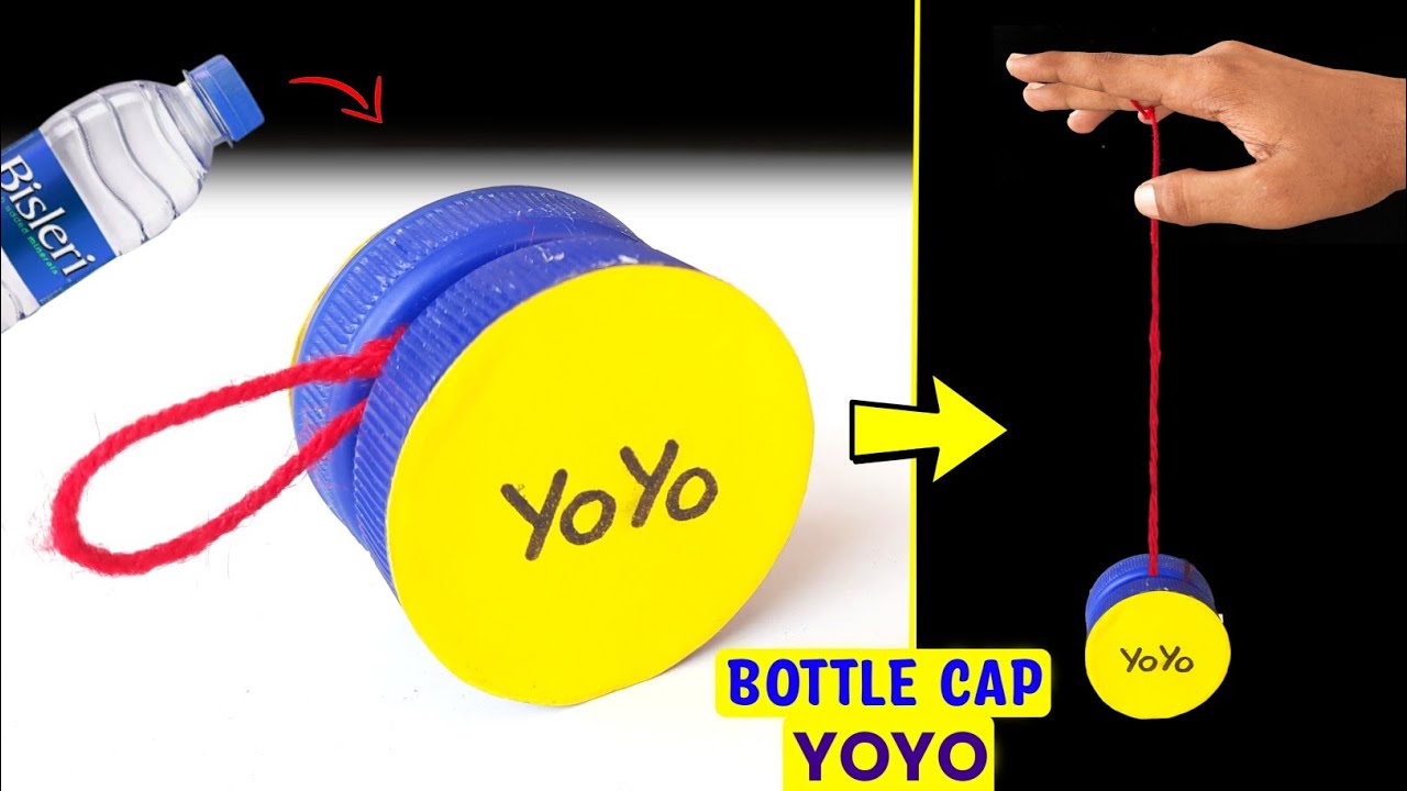 how to make YOYO , Easy bottle cap yoyo making , how to make spinning toy , Amazing homemade toy