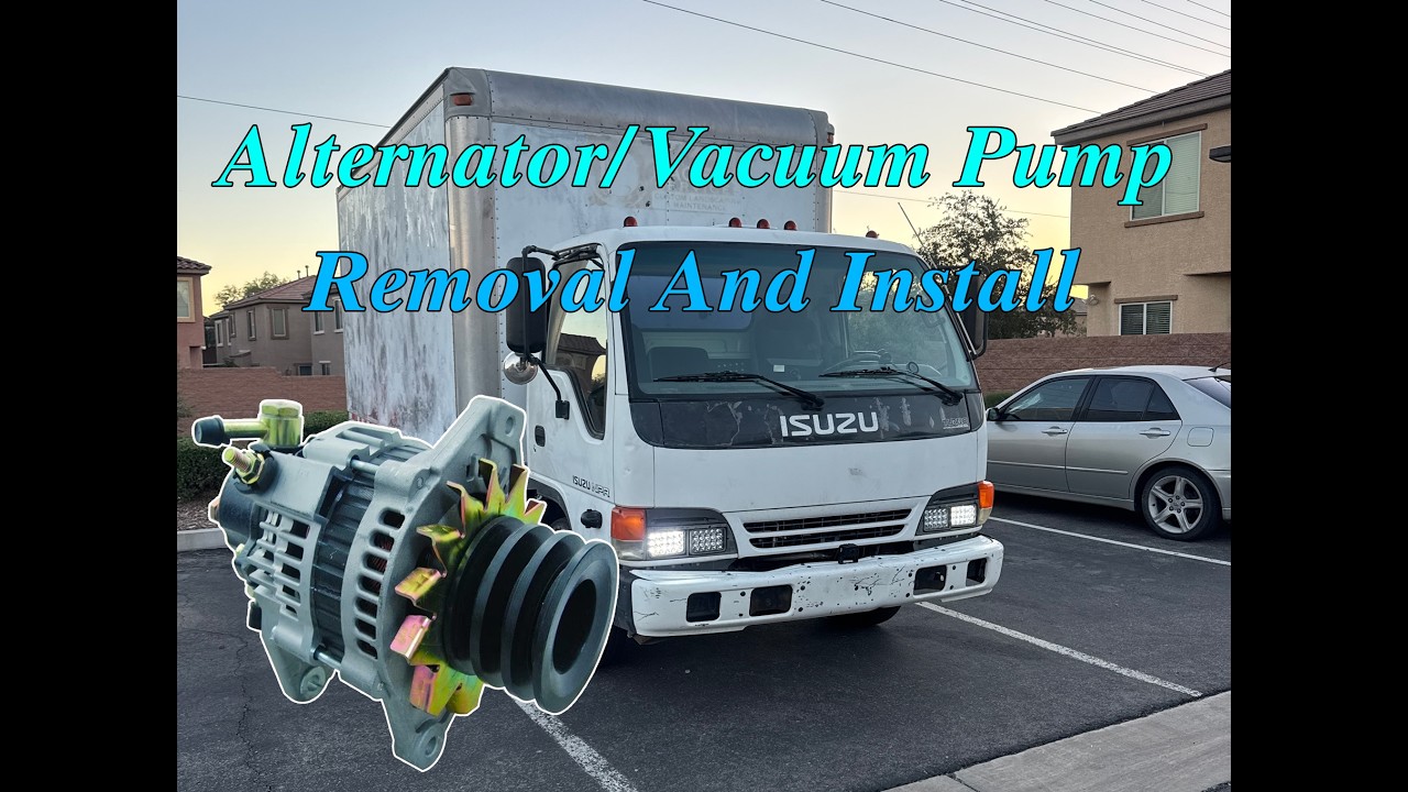 2002 Isuzu NPR 4.8l 4HE1 Alternator And Vacuum Pump Install