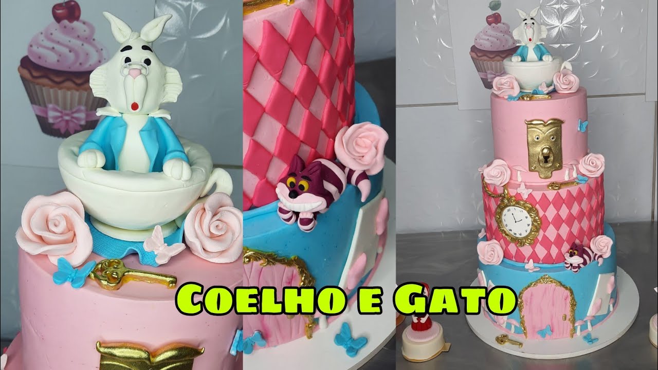 Modelagem GATO E COELHO | bolo Alice no país das maravilhas