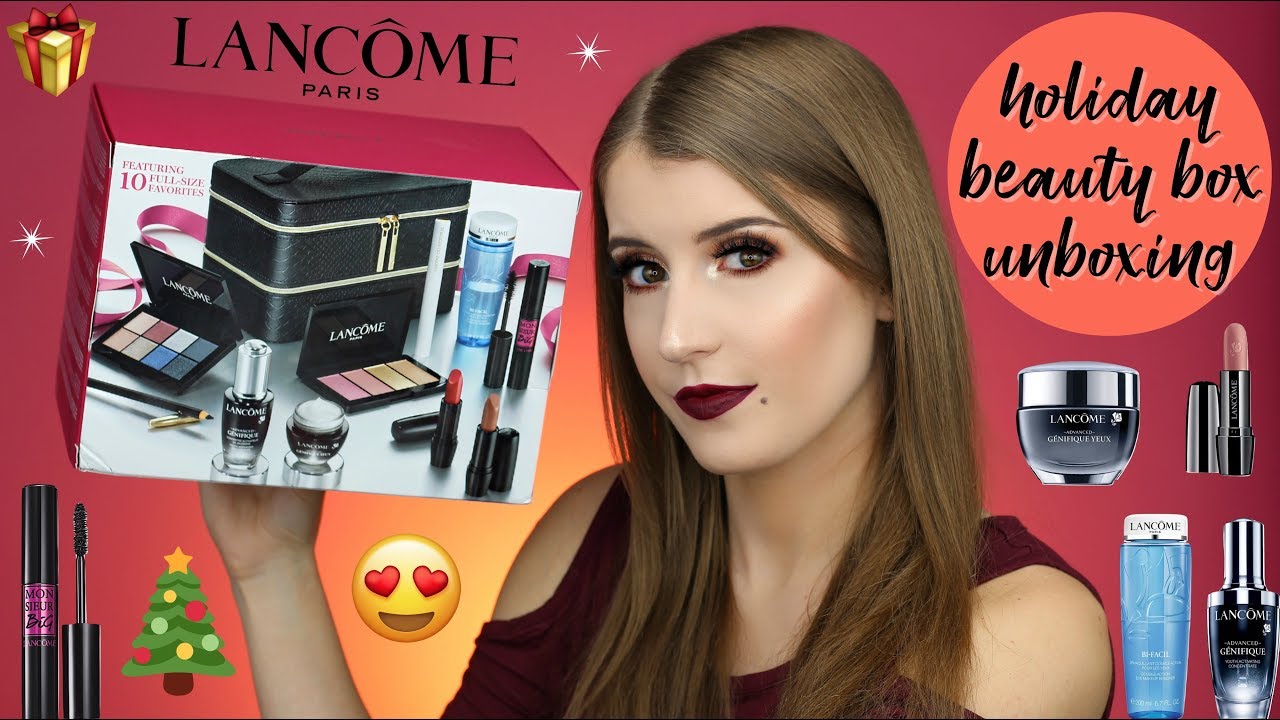 LANCOME HOLIDAY 2018 GLAM BEAUTY BOX GIFT SET UNBOXING