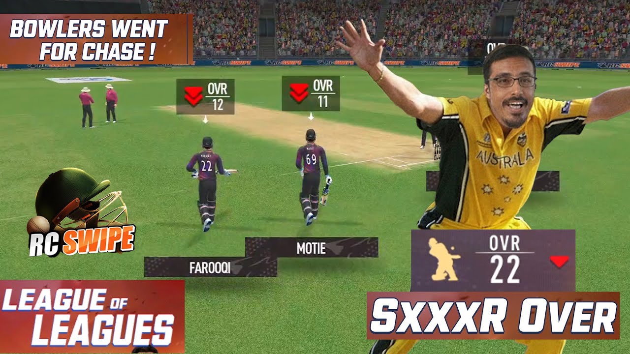 22 rating team, Bowlers trying to run chase : League Of leagues Real Cricket Swipe New update game