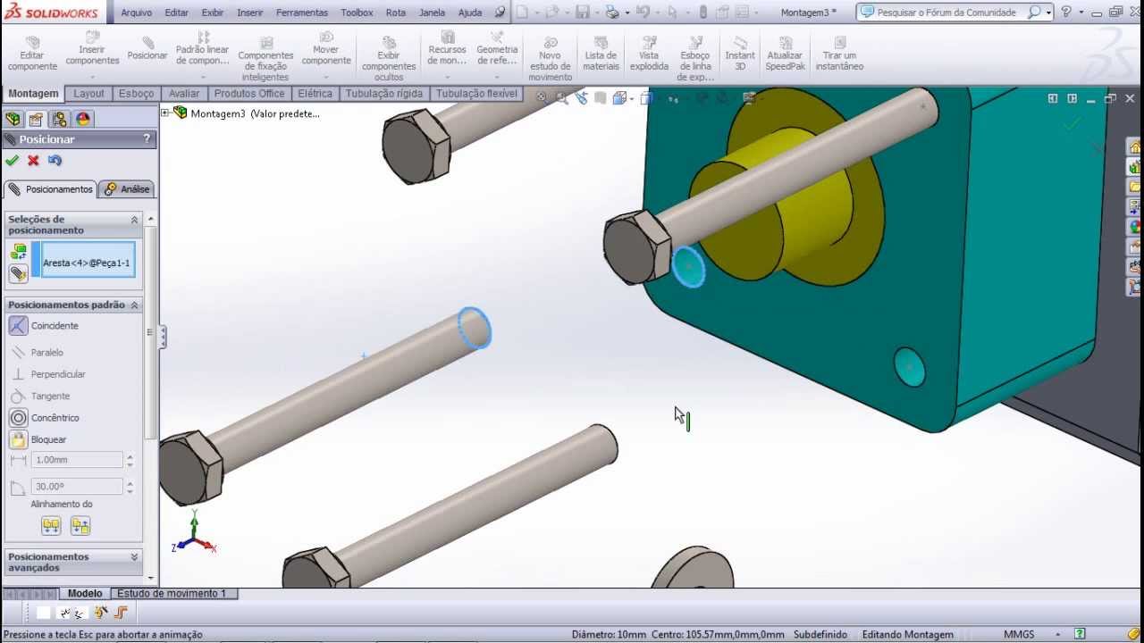 Aula 60 - Criando Montagem com Desenho Explodido - Solidworks - Marcelo Pereira