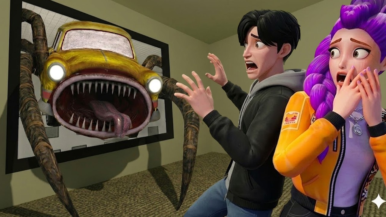 Rumi and Jinu Got Scared By Secret Car Eater in Gmod