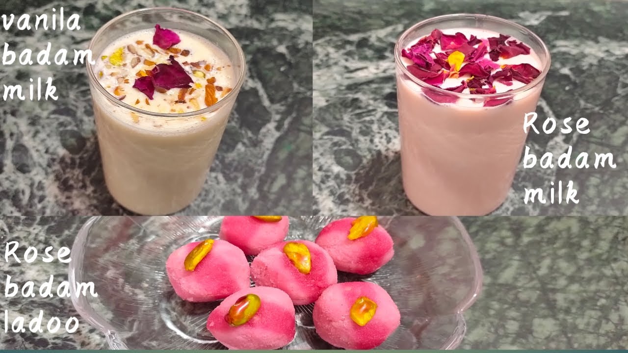 Milk badam#Rose milk badam,rose badam ladoo