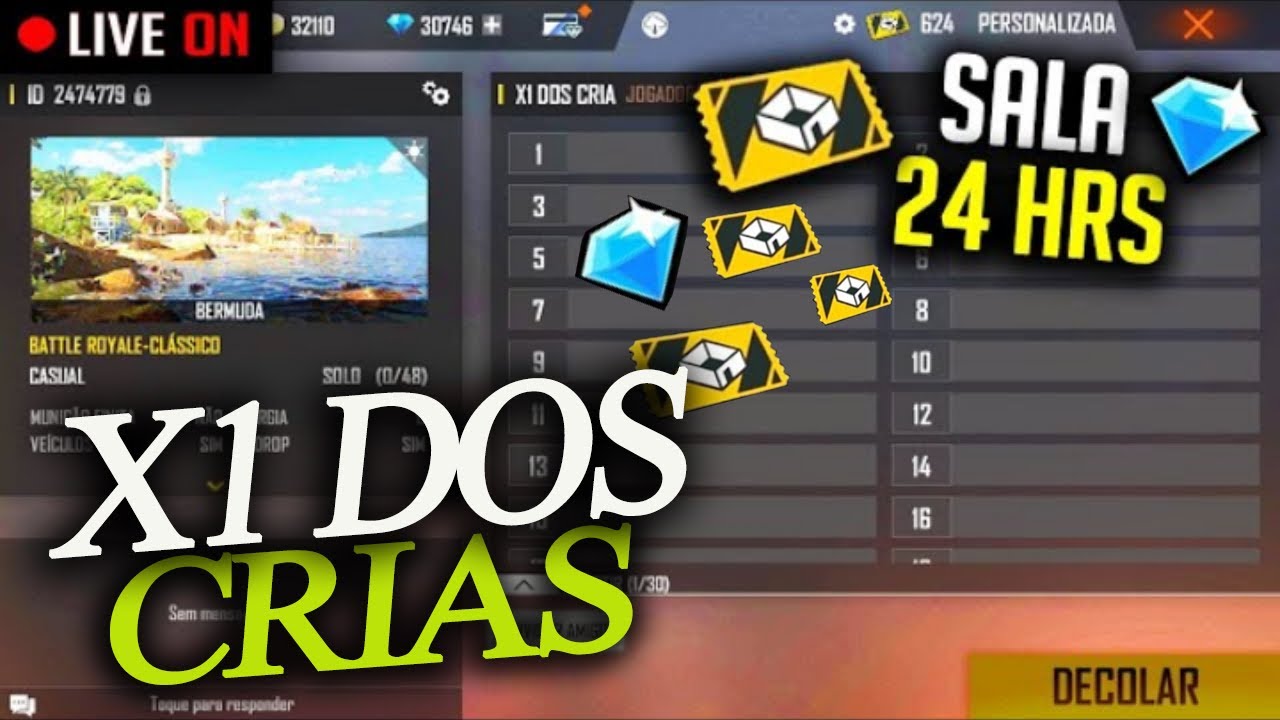 🔥FREE FIRE AO VIVO🔥X1 DOS CRIA🔥SALA PERSONALIZADA PREMIADO 15K DIMA  4X4 PREMIADO @El Thuba!!!